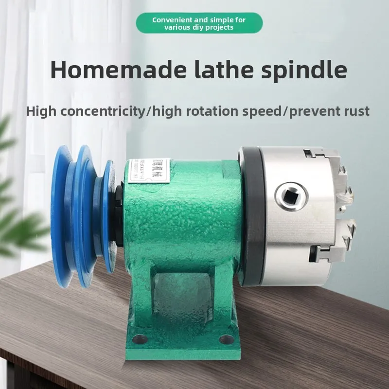 

DIY Wood Lathe Spindle Flange with 3-Jaw & 4-Jaw 200mm Chuck Set – Through Hole Tailstock Assembly for Bead Making & Turning