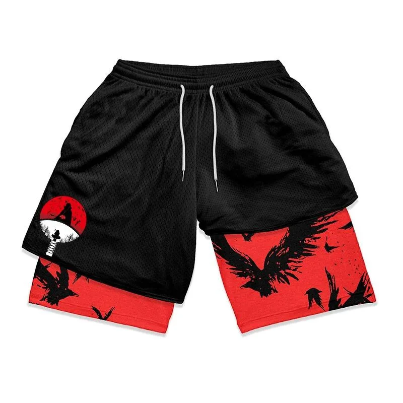 Pantaloncini periferici anime da uomo Naruto Pantaloncini sportivi con doppia stampa Pantaloni da spiaggia Cartoon Uzumaki Naruto Regalo per le vacanze degli studenti