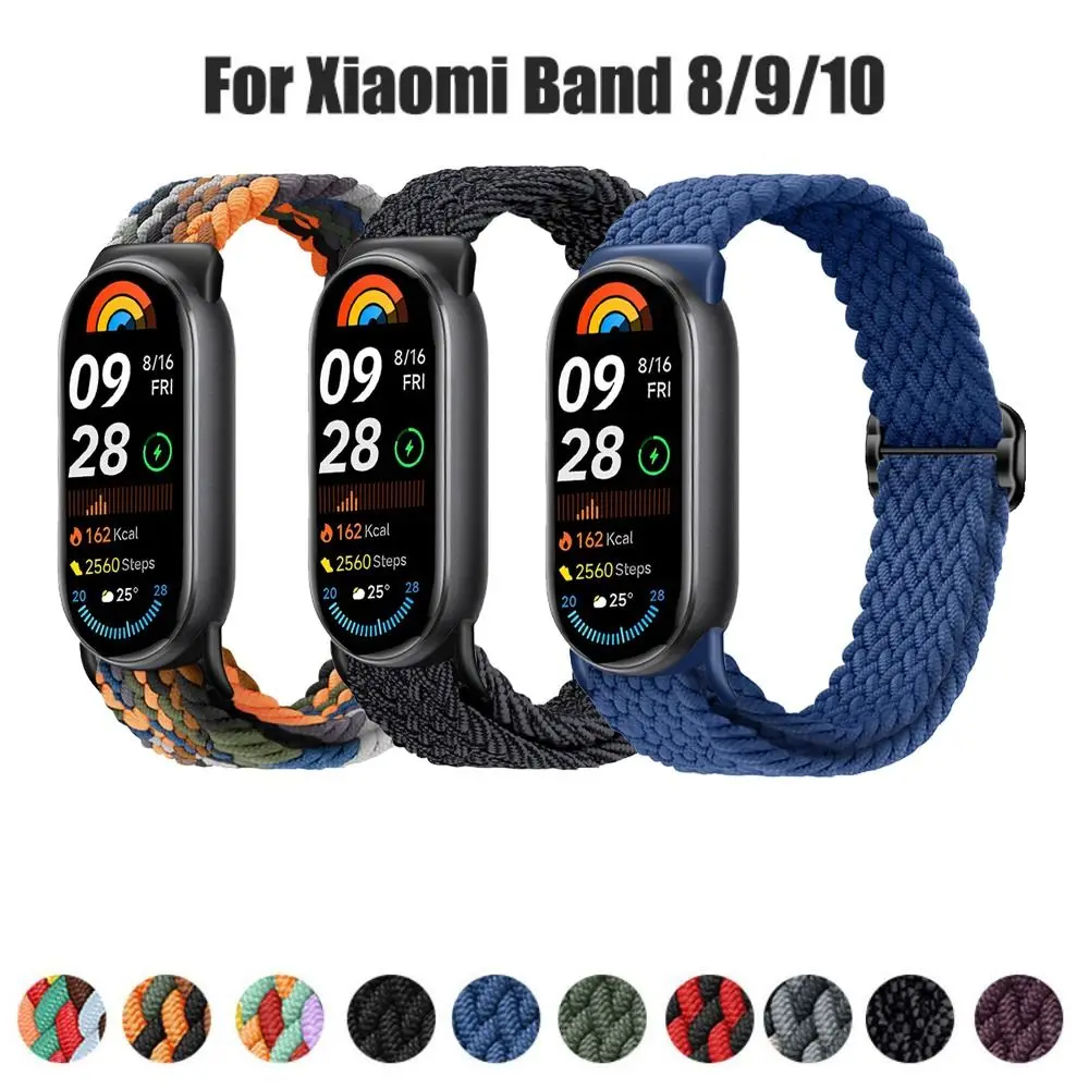 Nylon Watch Strap Knit Breathable Smart Watchband Adjustable Multicolored Watch Replacement Bracelet