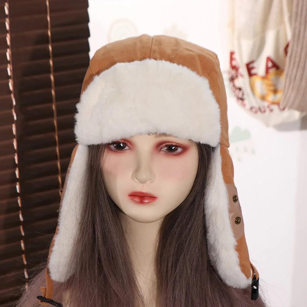 Casual Thickened Ear Protective Hat Solid Color Keep Warm Winter Pilot Hat Korean Style Windproof Women Plush Hat Men 5