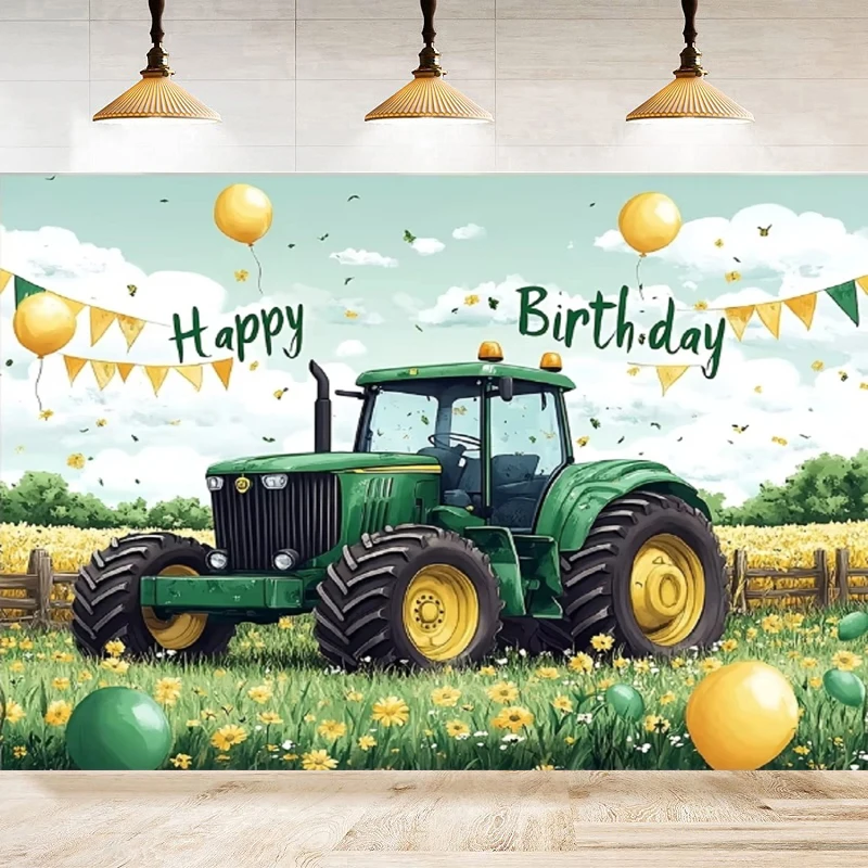Tractor Photography Backdrop Happy Birthday Party Decoration Cake Table Tractor Banner Tractor Background Tractor Poster