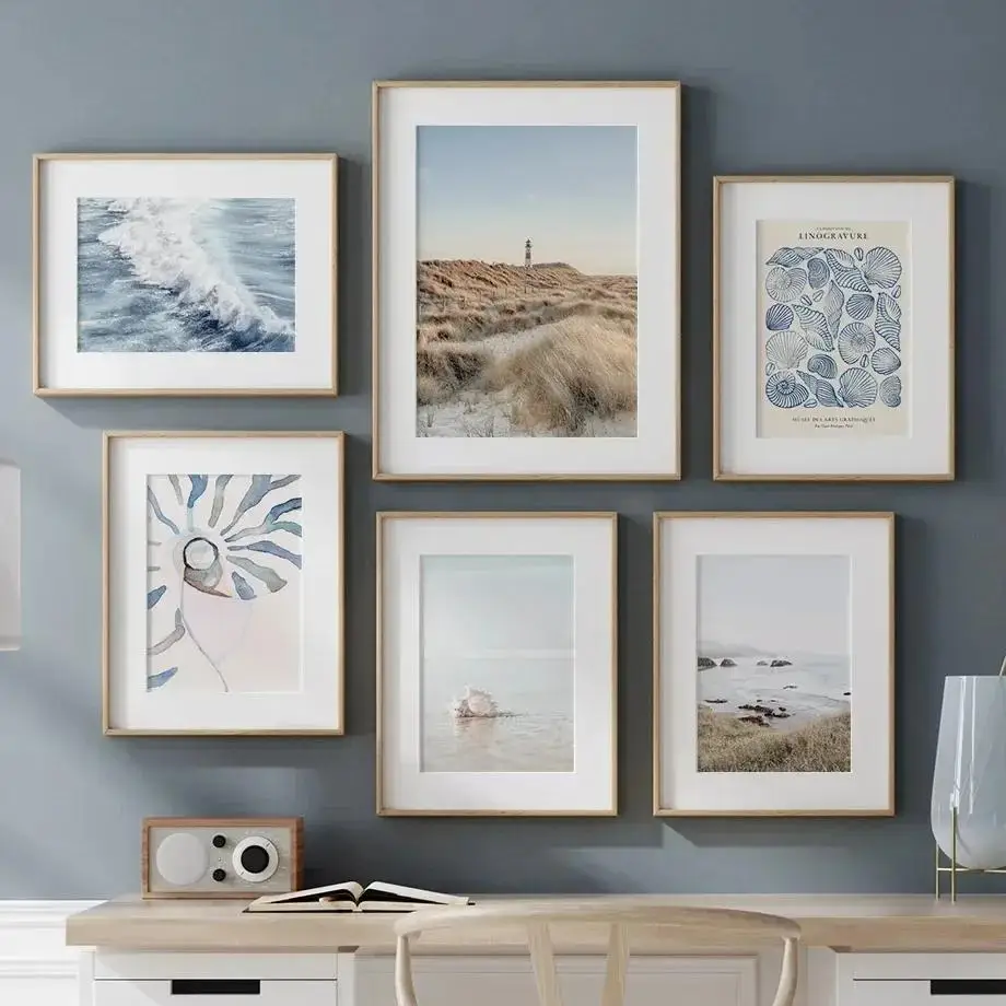 Tropical Blue Sea Beach Conch Lighthouse Wall Art  Nordic Canvas Prints  Posters for Home Decoration  Coastal Picture for Living