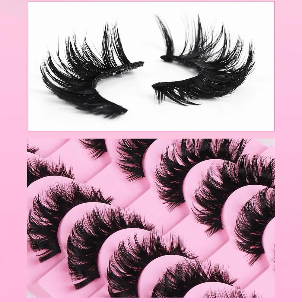 10 Pairs Curl Fluffy False Eyelashes Natural Wispy Faux Mink Eyelashes, Fluffy 3D Volume Fake Eyelashes Strip Lashes Extensions
