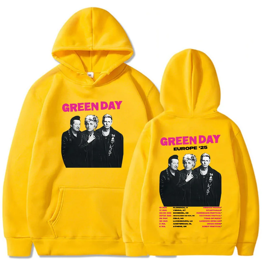 Band Green Day Europe '25 Hoodies Hip Hop Fashion Unisex Streetwear Hooded Long Sleeve Men/Women Sudaderas Hombre Heavy Mental