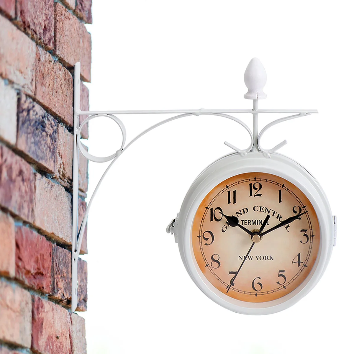 

Retro Wall Clock Double Sided Iron Clock for Bedroom Living Room Home Decor Round Clocks Grand Style Numerals Quiet Design