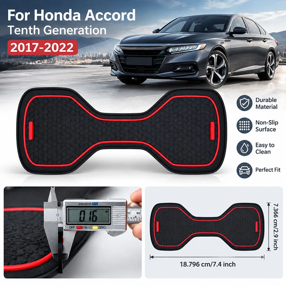 Cup Holder Liner For Honda Accord Tenth Generation 2017-2022 Anti Slip Cup Holder Insert Mat Car Interior Accessories