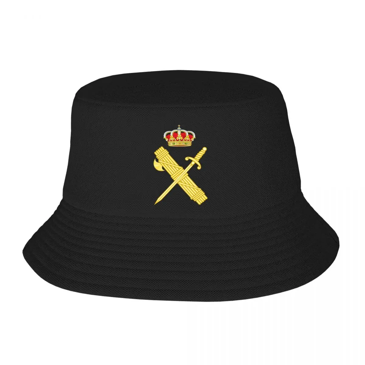 Custom Emblem Of The Spanish Civil Guard Bucket Hat for Men Women Printed Spanish Coat Of Arms Summer Beach Sun Camping Cap