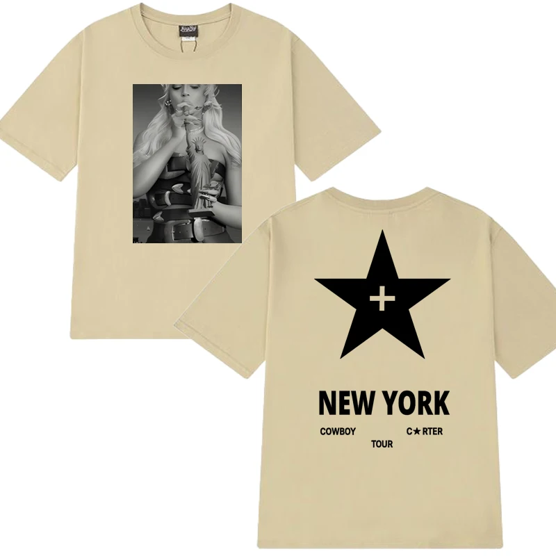 New Beyoncé London Tour 2025 Cowboy Carter Double Sided print T shirt Unisex vintage short sleeve T-shirts Men Women Cotton Tops
