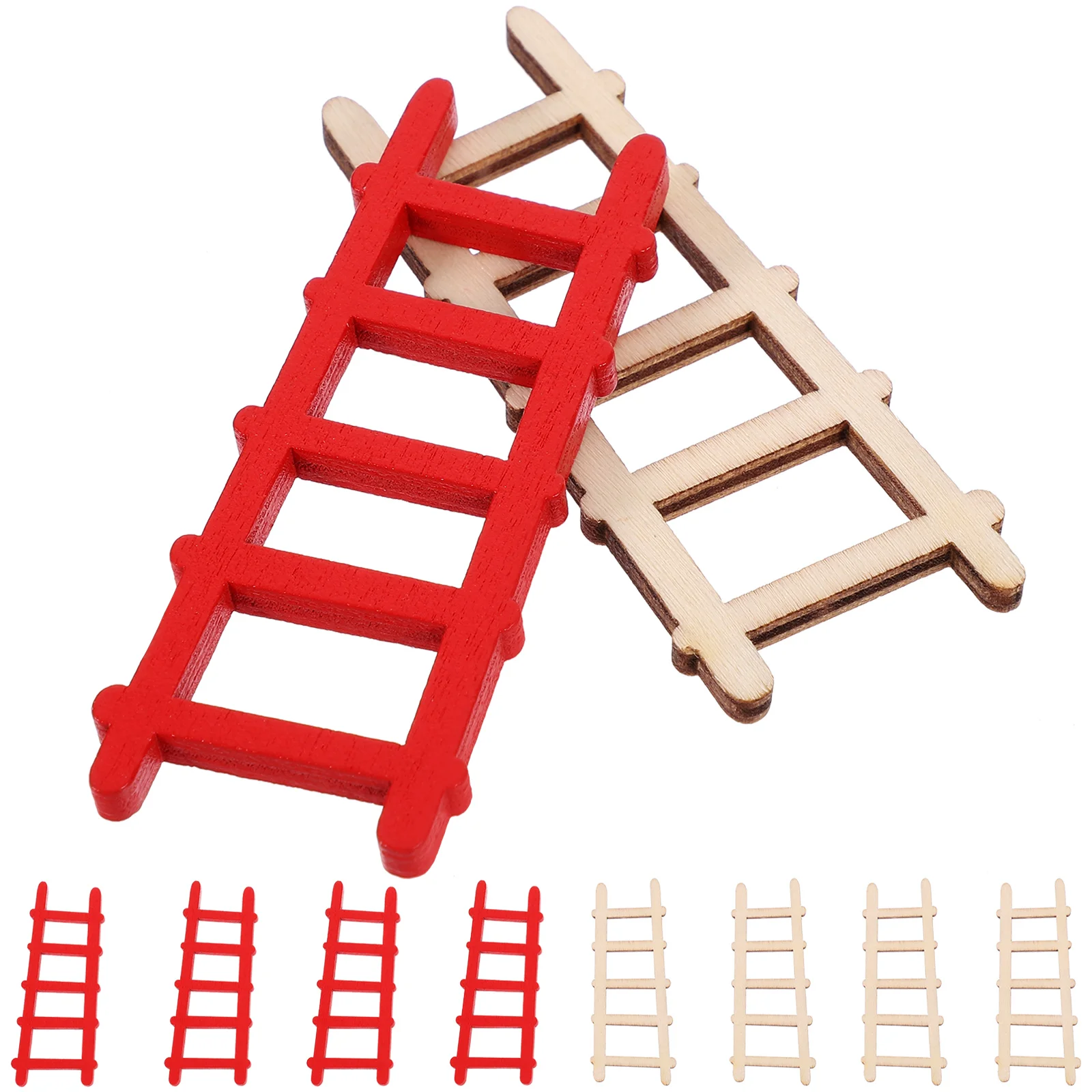 10 Pcs House Small Ladder Garden Potted Plant Ornaments Mini Furniture Decor Landscape Miniature Step Wooden Ladders