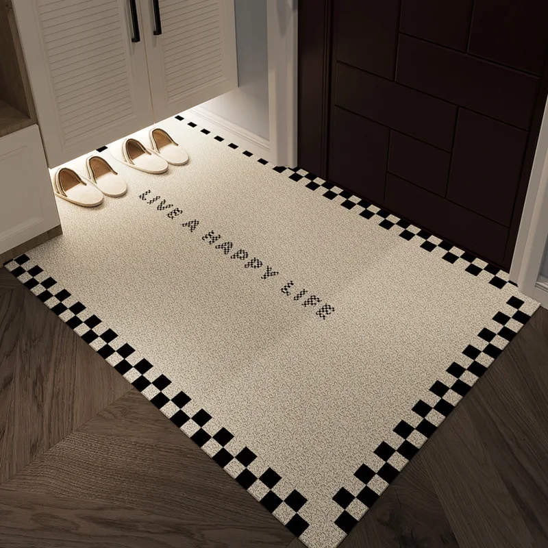 Modern Chessboard Grid Welcome Entrance Doormat Anti-slip PVC Floor Mats Entryway Porch Hallway Home Decor Dust Removal Carpet