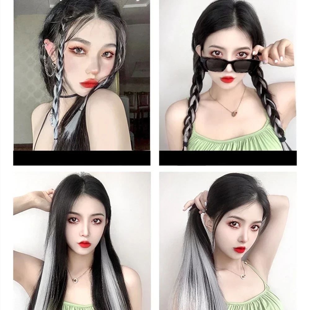 60cm Hair Extension Clip In Hairpiece Long Straight Hanging Ear Wig Clip Synthetic Hair Extensions Accessories Hairpiece Hairpin