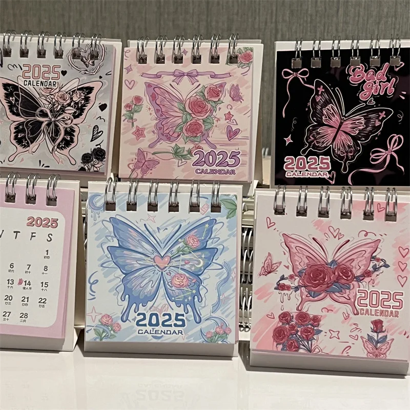 Butterfly Calendar 2025 Mini Desktop Student Desk Calendar Ins Girl Heart High Value Mini Small Desk Calendar