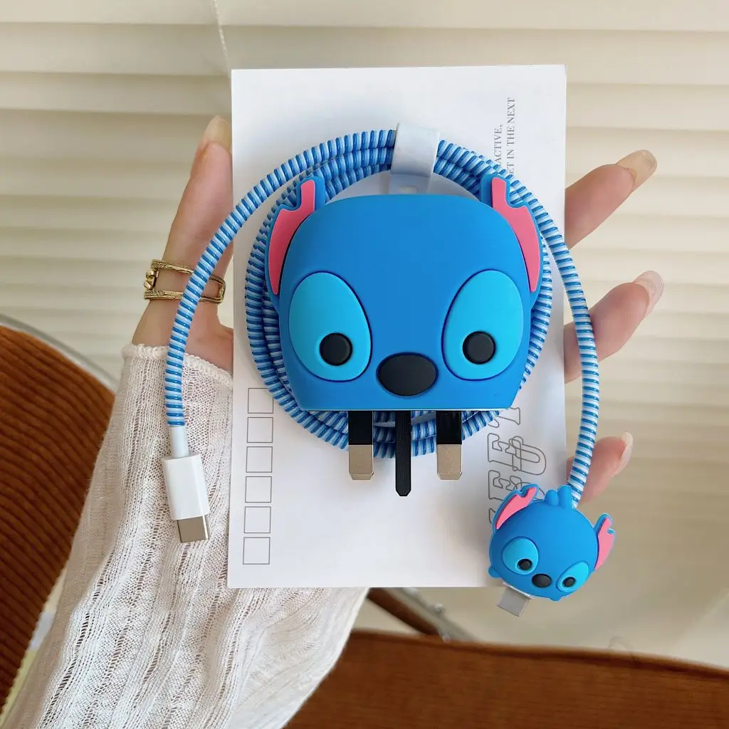 4Pcs/set Cartoon Charger Spring Cable Winder Charger Protection for Samsung UK 25W Data Cable Charging Decoration Accessories