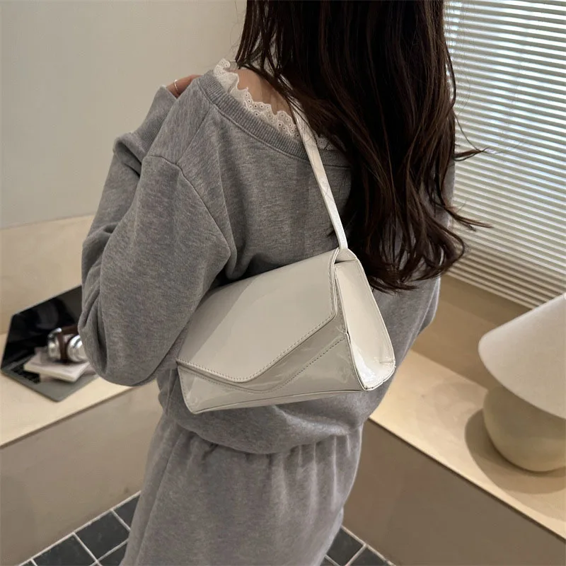 Bright PU Leather Shoulder Bags For Women Hand Bag Ladies Casual Flaps Crossbody Mini Handbags Office Bucket Tote