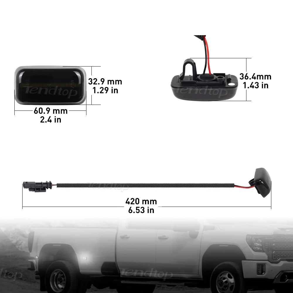 4PCS Car Style LED Wheel Fender Side Marker Light Turn Signal Lamp For 15-up Silverado Sierra Dually Chevy GMC 2500HD 3000HD