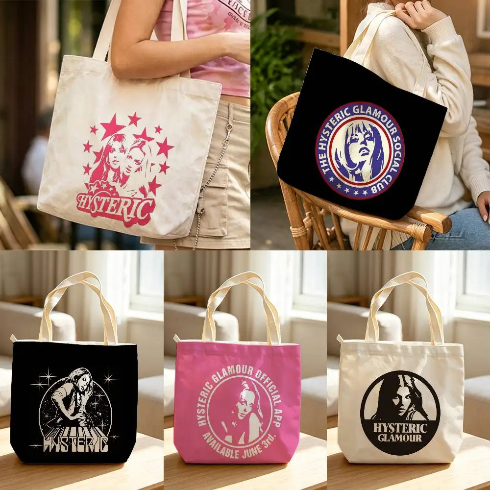 Japanese H-HYSTERIC Glamour Canvas bags Large Capacity suitable for School shopping, gifts, and Daily Commute