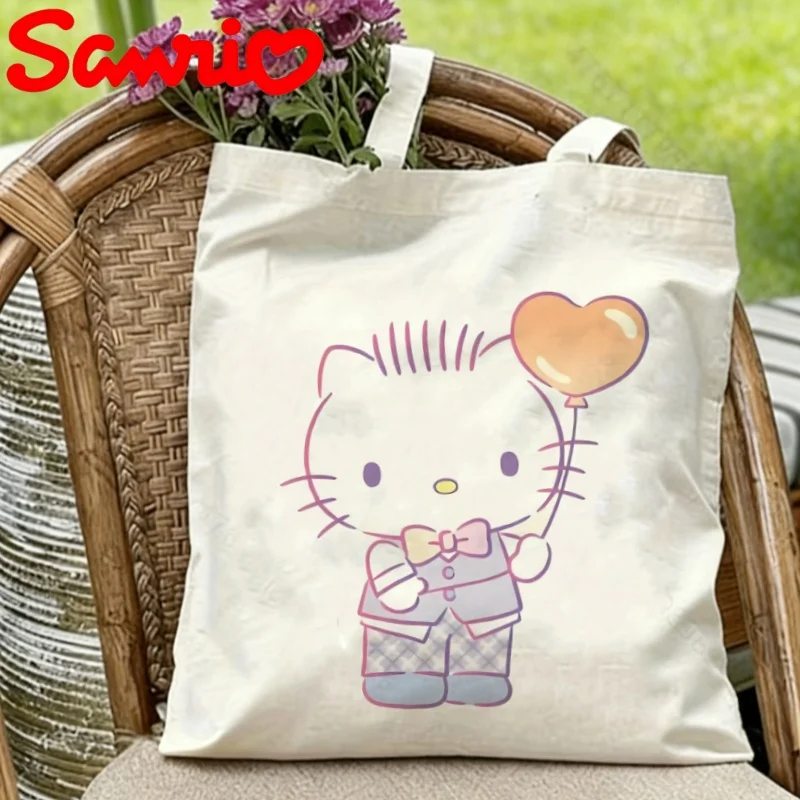 

1PC Sanrio Dear Daniel Canvas Tote Bag Double-sided Heart Balloon Print Eco-friendly Reusable Shoulder Bag