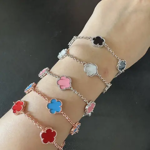 Silver Plated Rose Gold Best-Selling Plant Clover Bracelet For Women With Luxurious And High-Quality Jewelry Temperament