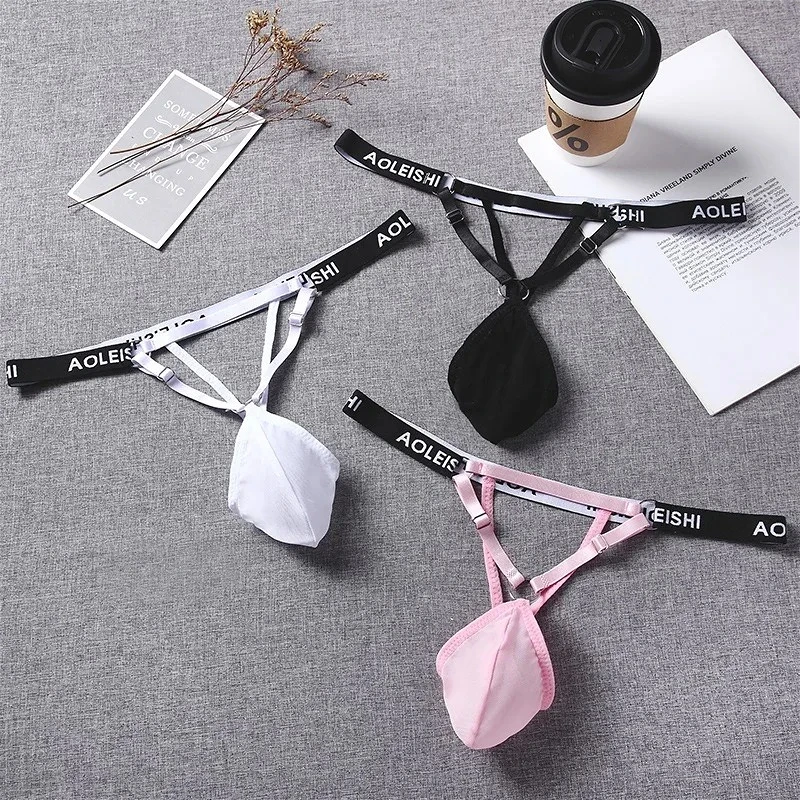 Men's Sexy Pouch Bag Thong Jockstrap Gay Underwear Buttocks Hollow Adjust Sissy G String Male Erotic Lingerie Open Butt Panties