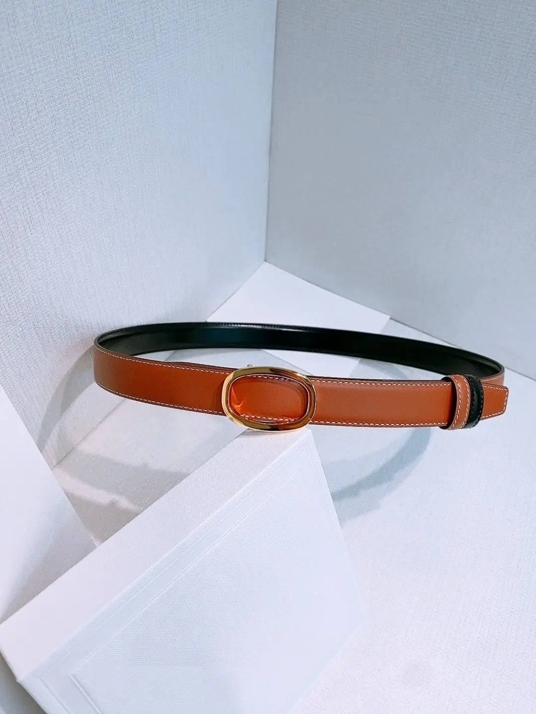 Luxury Brown Black Reversible Horseshoe Buckle Belt For Men Waist Strap For Jeans Suits Business Casual