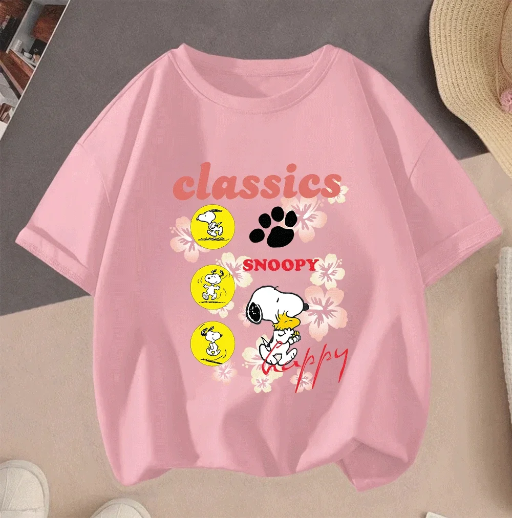 

2026 Unisex Kids Teenager 2D Snoopy Cartoon Short Sleeve Hot Sale Summer Shirts