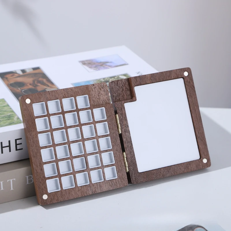 29 Grid Portable Wooden Watercolor Pigment Packaging Box Watercolor Color Palette College Students Travel Painting Art Supplies