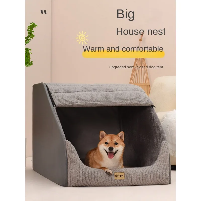 All-season Detachable and Washable Dog House for Medium and Large Dogs, Enclosed Villa Corgi Kennel Pet Supplies