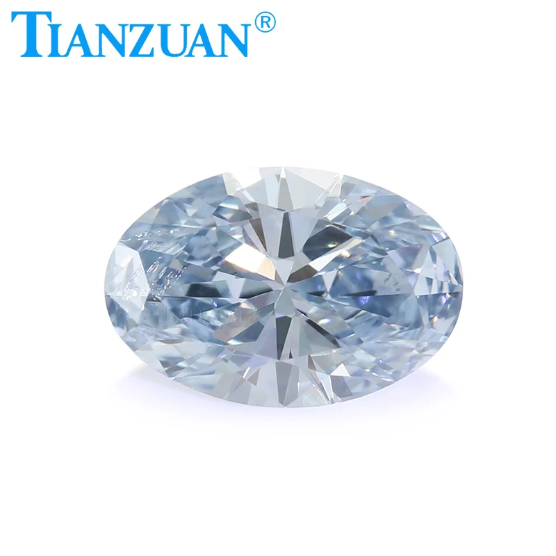 

Lab Grown Diamond HPHT Oval Cut Fancy Blue Color VS1 2EX Loose Gemstone Bead with GEMID Certified