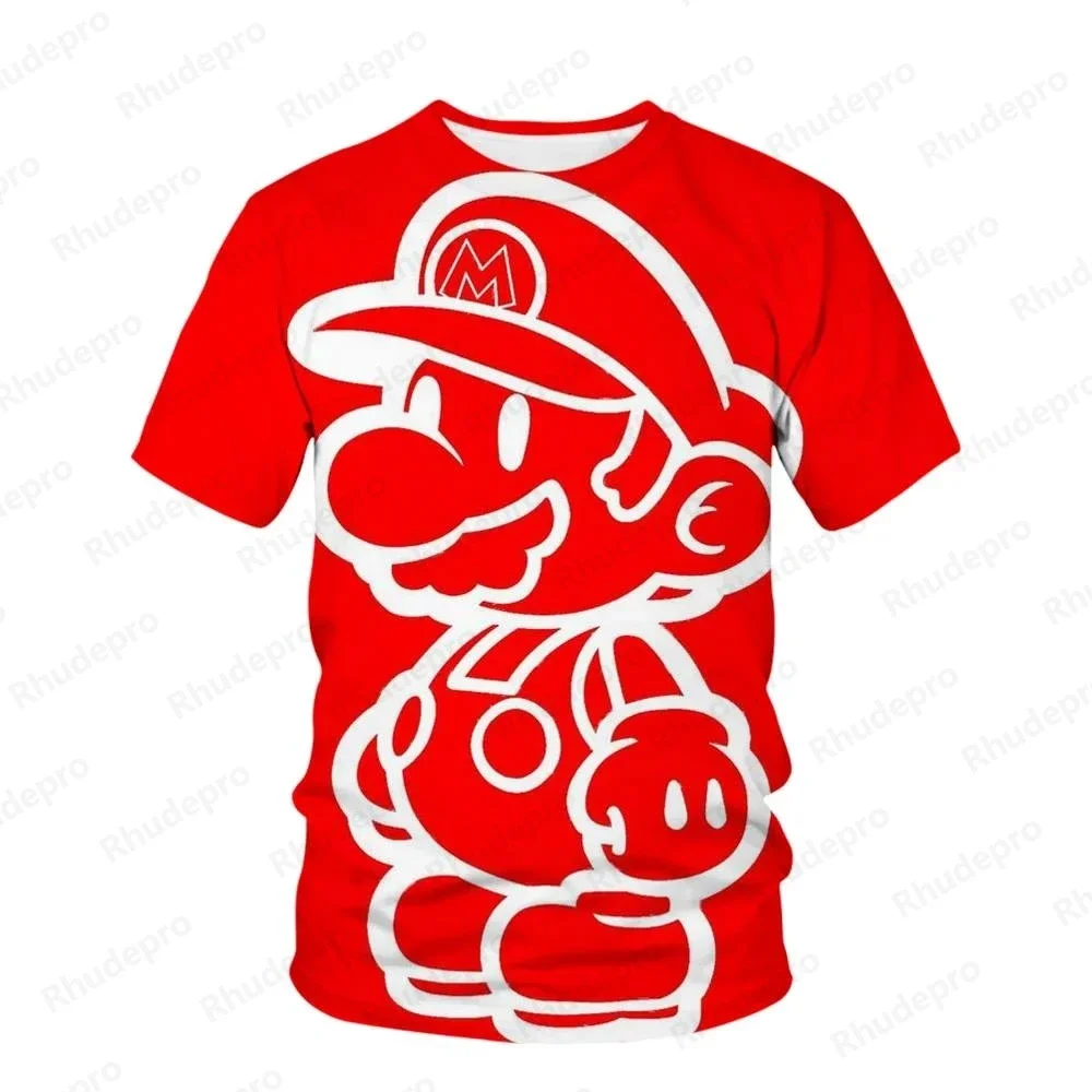 Super Mario Brothers Boys and Girls T-shirt 2024 Summer New 3D Printed Cartoon Children's Clothing Nintendo Game Mario Brothers