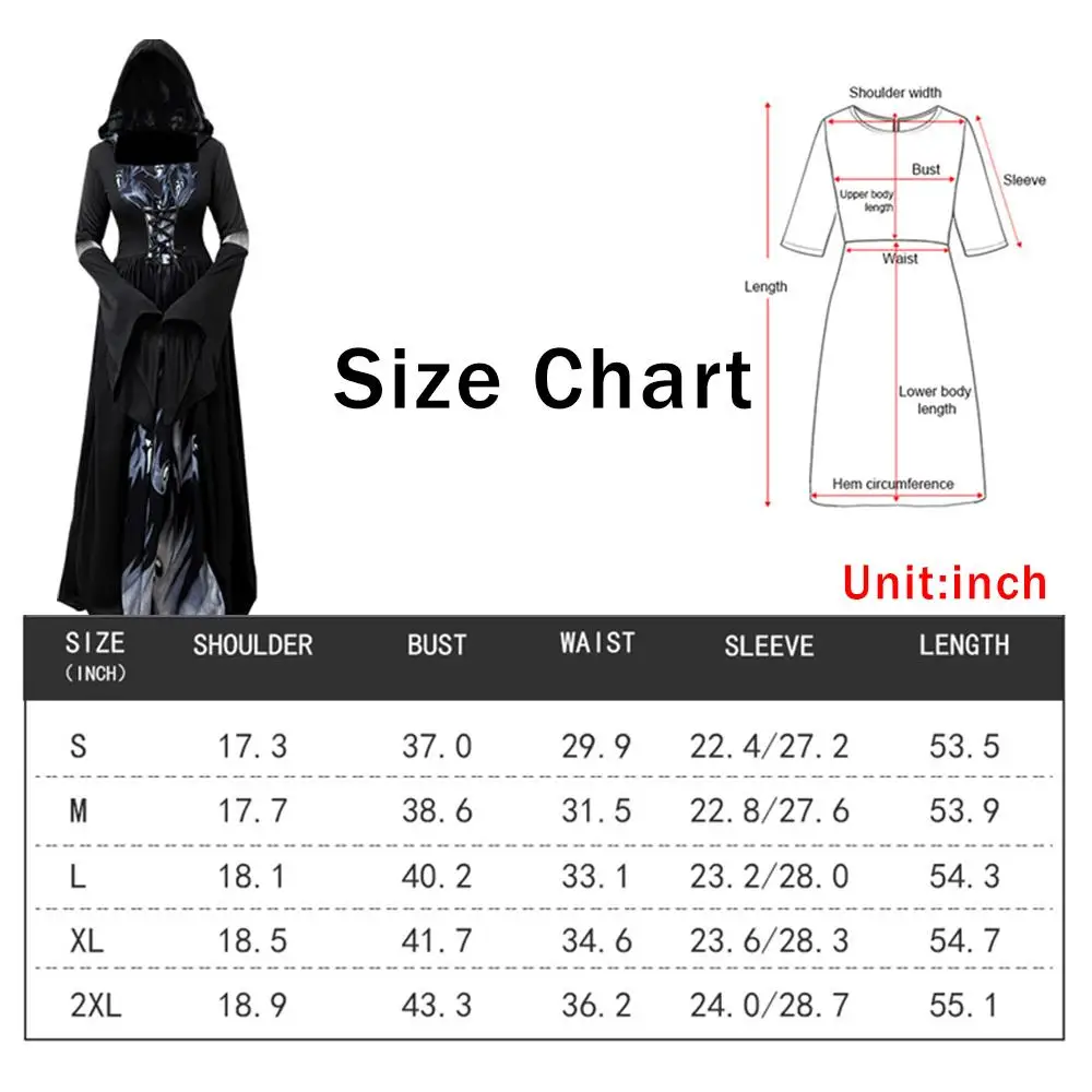 Robe Longue Sorcière Vampire à Capuche – photo 1