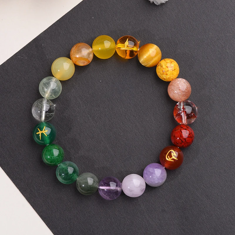 Five Elements Metal, Fire, Earth Men and Women, Natural Multi-Gemstone Bracelet, Energy Balancing Jewelry