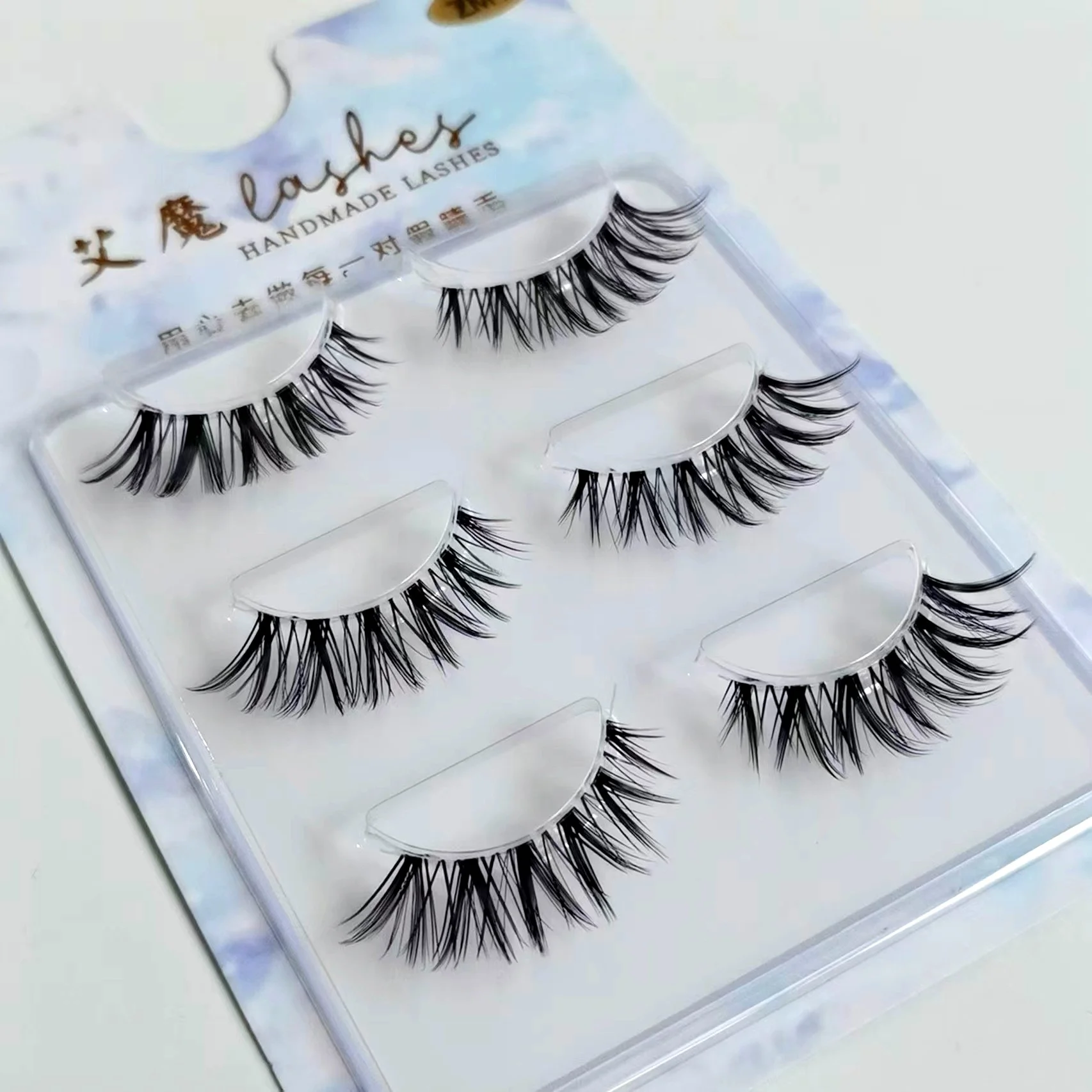 NEW 3pairs Mink Lashes 3D Mink Eyelashes Invisible Band Natural Black Mink False Eyelash Full Strip cilios Reusable