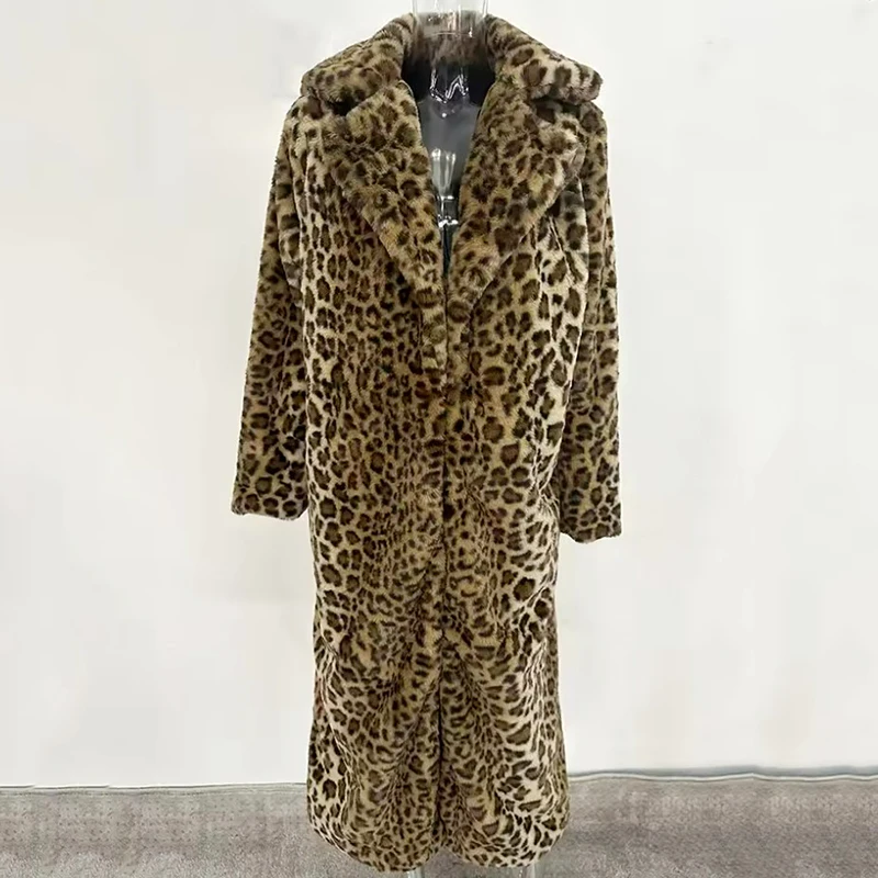 Winter Lange Warme Dicke Leopard Flauschigen Faux Pelzmantel Frauen Tiger Print Runway Lose Luxus Designer Kleidung Frauen Mode Mantel