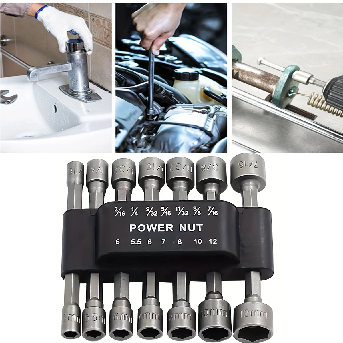 14pcs Hex Socket Wrench Set - Powerful Drill Tool With 5-13mm Nozzles & Screwdriver Accessories