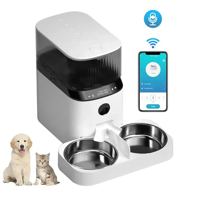 Tuya Smart Pet Feeder with Auto Timer Camera, Automatic Pet Feeder, WiFi, Mobile Phone App, Remote Control, Microchip, Dog, Cat