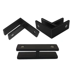Marine Grade Railing Wall Pair Glass Clamp Black Stainless Steel Glass Bracket, Satin Finish Railing Glass Clamp Bracket for Fen