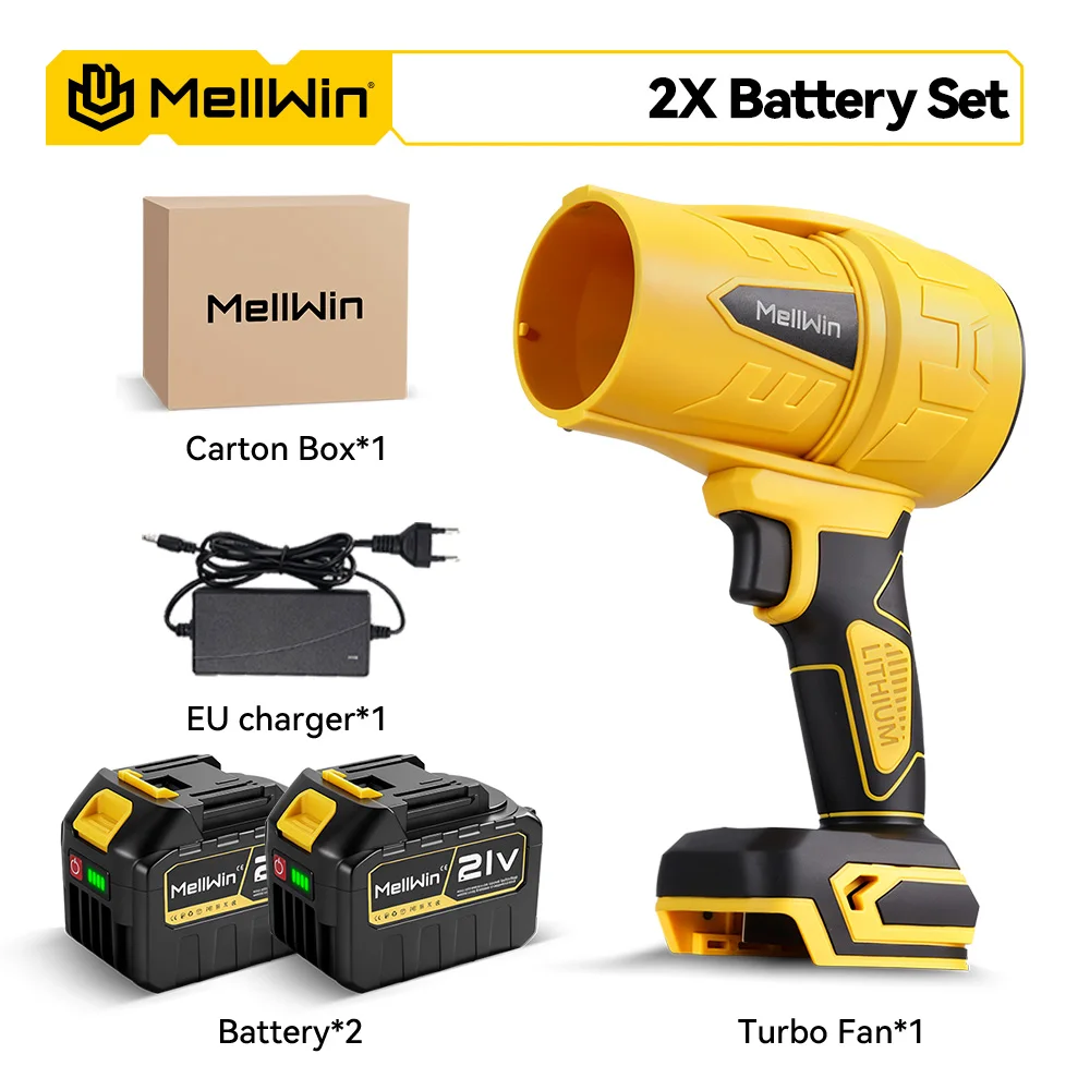 MELLWIN 350 M/S Borstelloze Elektrische Turbo Fan Blower Jet Draadloze Elektrische Blower Auto Sneeuw Droger Tool voor Makita 18V batterij Pin