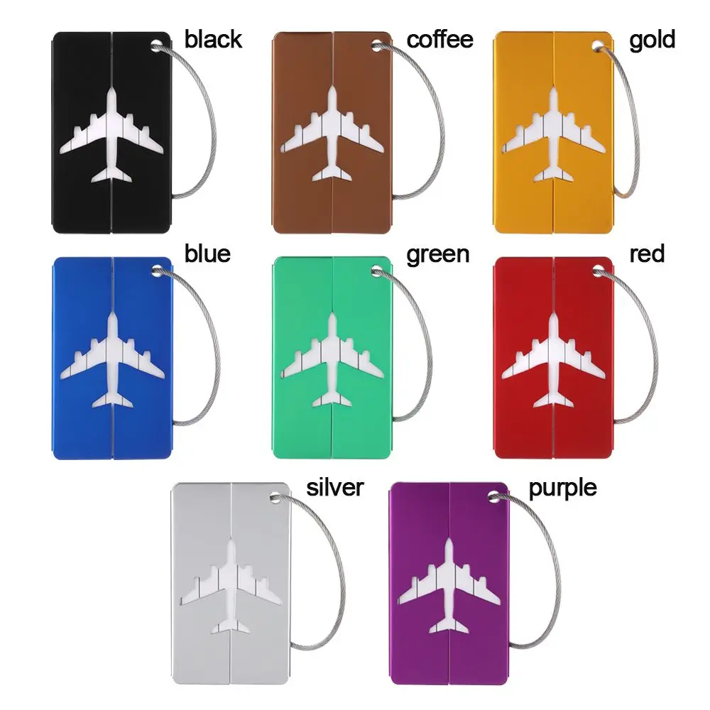 Name ID Card Loop Stainless Steel Metal Reusable Suitcase Labels Labels with Ropes Bag Tag Travel Luggage Tags
