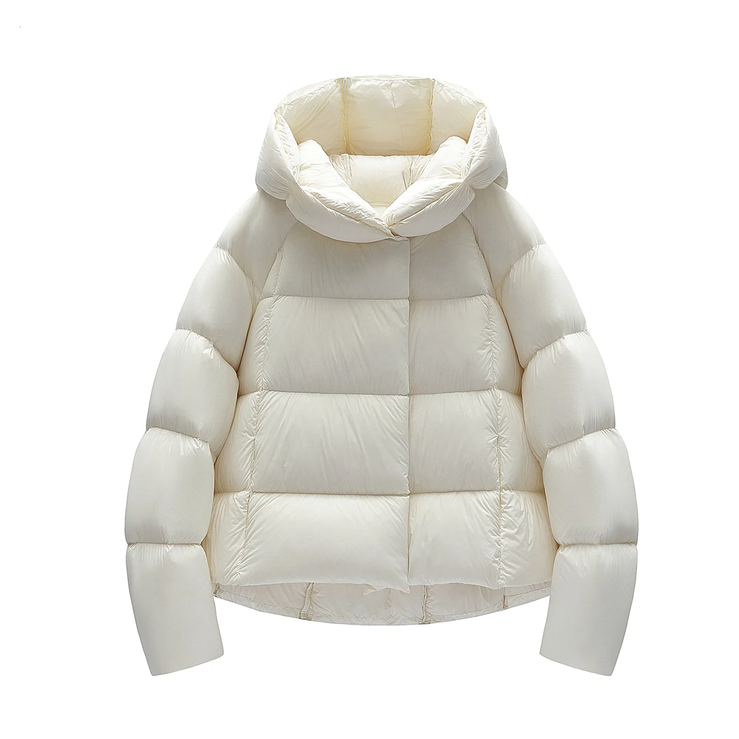 Korte 90 Witte Ganzendons Jas Voor Vrouwen Winter 2025 Nieuwe Koreaanse Versie Losse Capuchon Bladerdeeg Jassen Vrouwelijke Warme parka