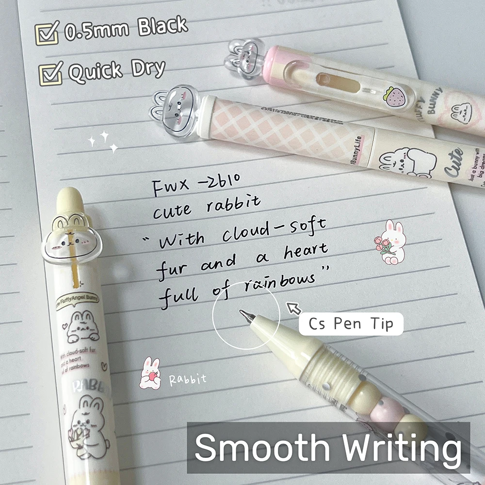 16Pcs Fun Animal Gel Pens Set 0.5mm Cute Puppy Kitten Quick-Dry Pens Creative Unicorn Rabbit Black Writing Pens