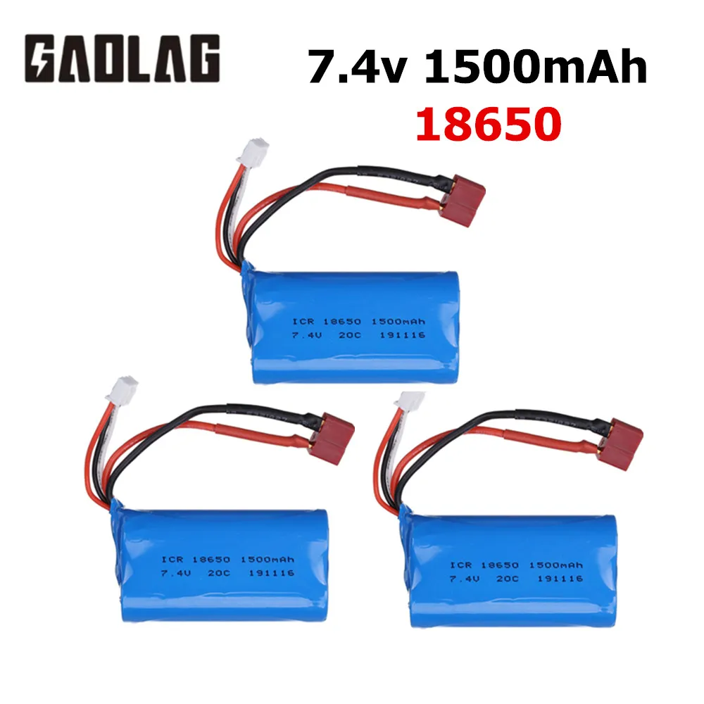 7.4V 1500mAh Lipo Battery 12423 12428 For Wltoys 12401 12402 12402A Crawler Car Battery 1500 mah 7.4 V Lithium battery T Plug