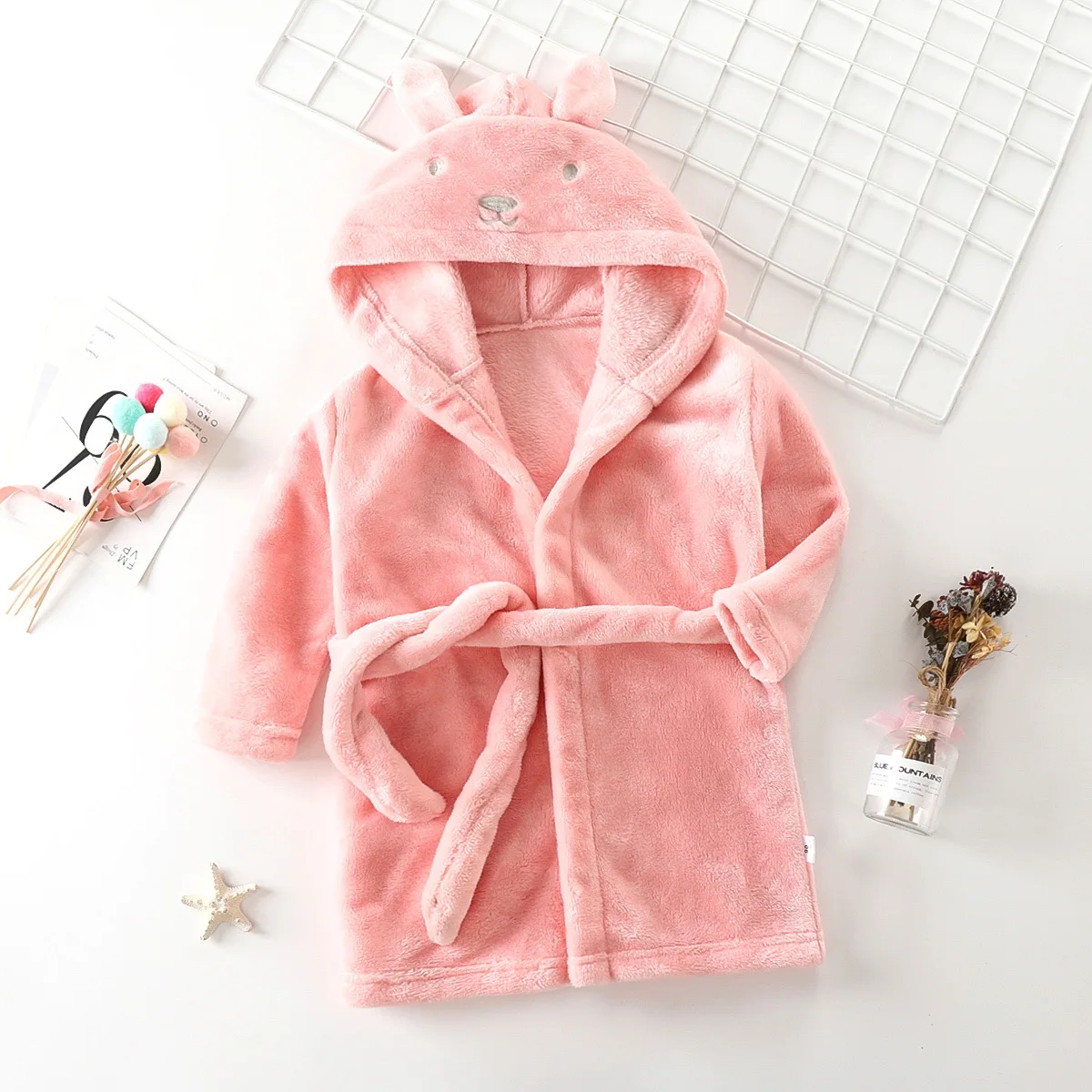 Autumn Winter Children Sleepwear Robe Flannel Thicken Hooded Warm Bathrobe Kids Pajamas Boys Girls Lovely Cartoon Robes2-12Y