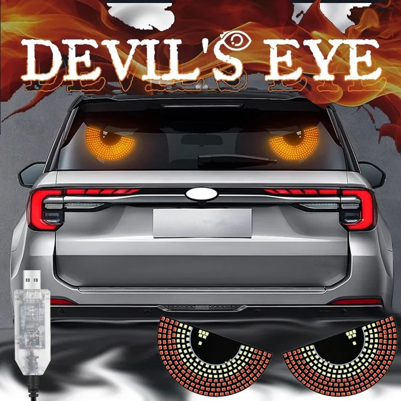 

Devil‘s Eyes LED Light Warning Strobe Lights Vehicle Signal Lights Matrix Panel Light USB Plug-in Decorations for Car Windshield