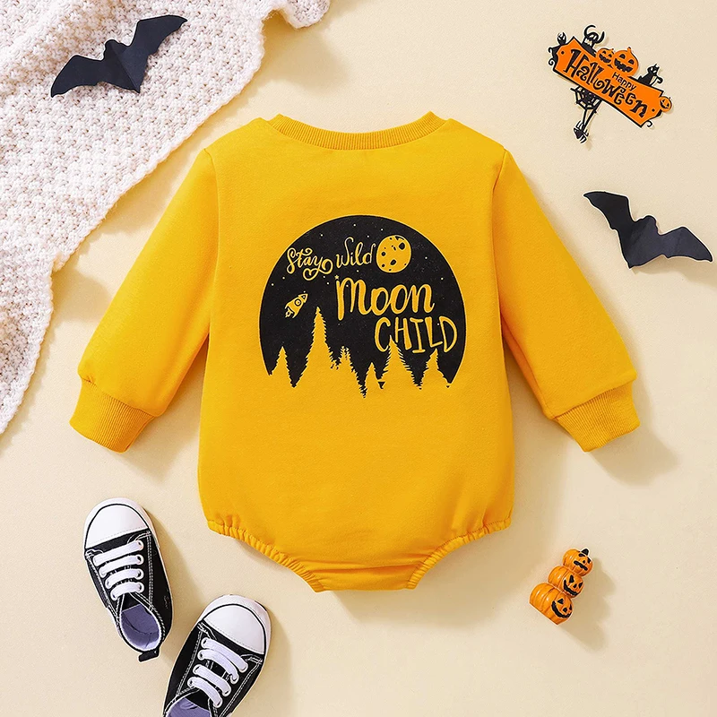 

Infant Long Sleeve Color Block Jumpsuit Crew Neck Rocket Ship Design with Alphabet Print Triangle