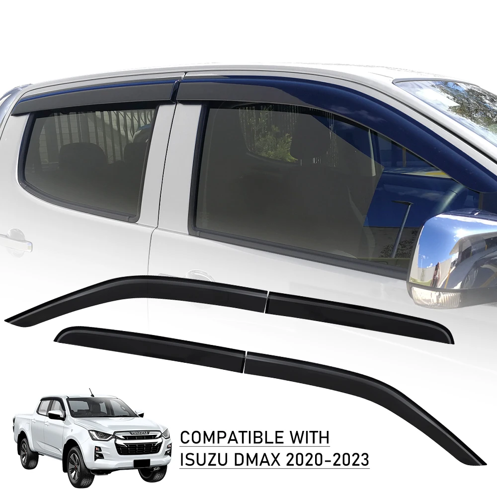 4pcs Window Visor Wind Deflectors Weahershields for ISUZU D-MAX 2020 2021 2022 2023 DMAX DOUBLE CABIN Rain Guard Weather Shield