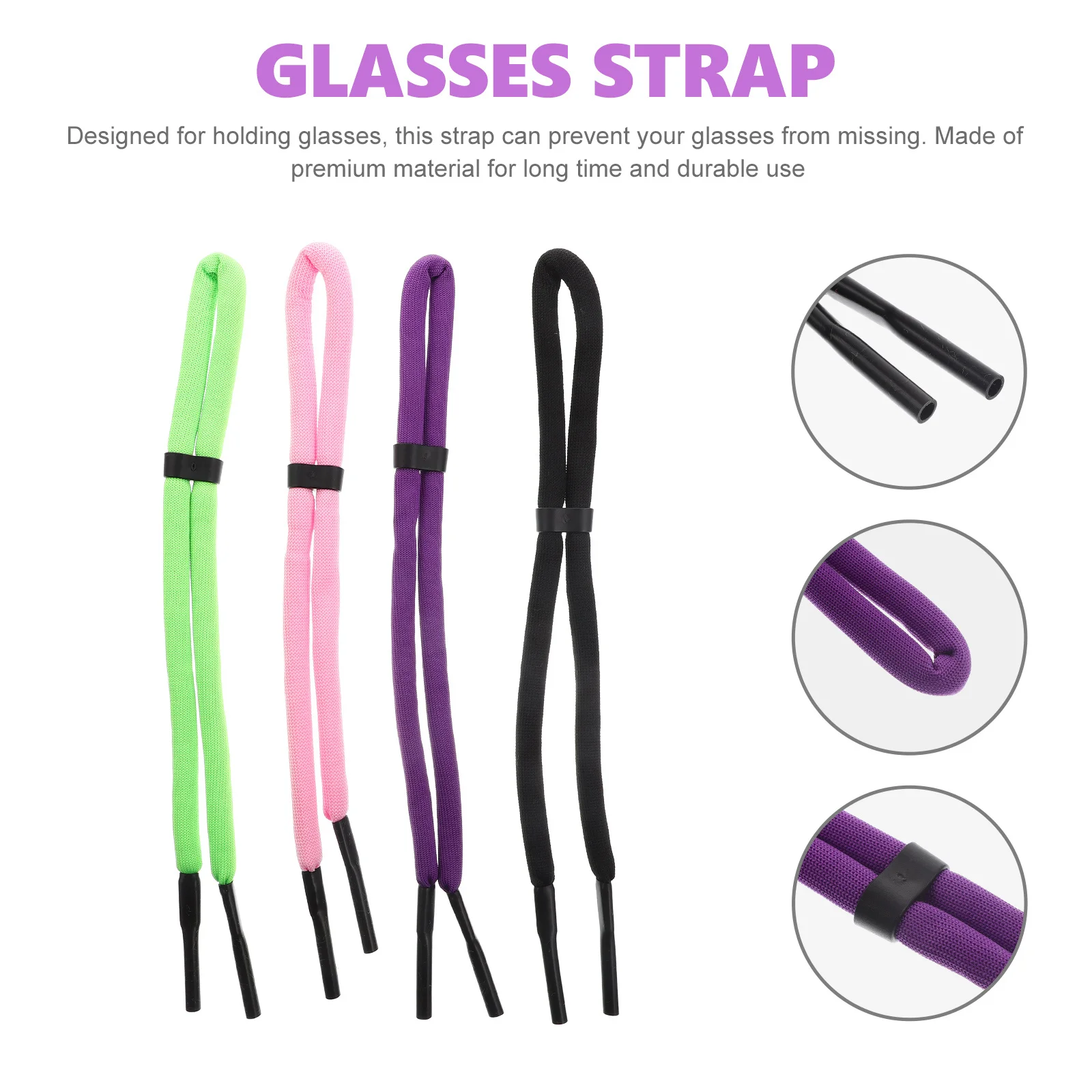 

4pcs Eyeglass Strap Adjustable Floating Sunglasses Retainer For Sports Outdoor Water Activities Colored Eyewear Lanyard For