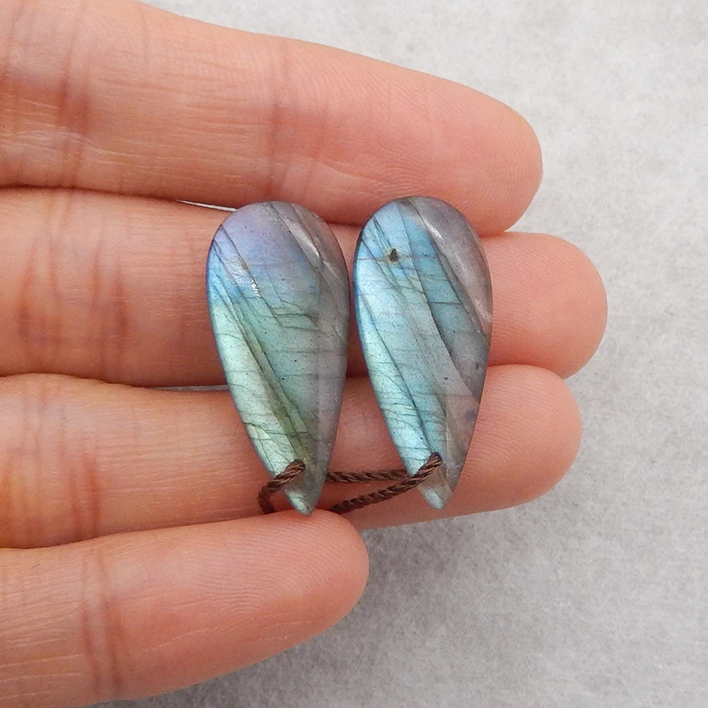 Popular Stone Earrings Beads Natural Stone Labradorite Earring Beads 26x12x4mm 3.6g Semiprecious Fashion Jewelry Accessories