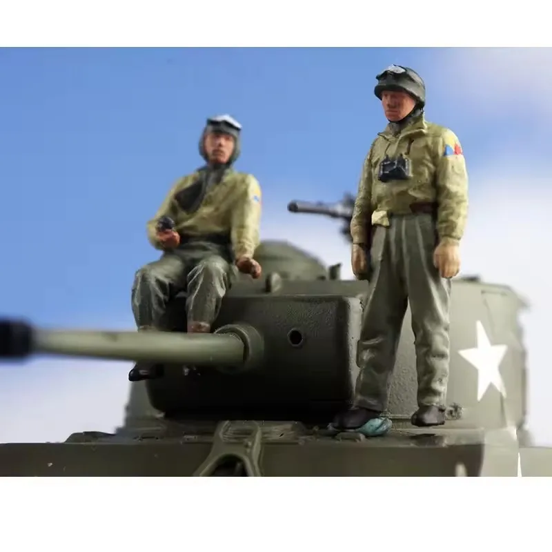 Model w skali 1:72, 2 sztuki, figurka kapitana amerykańskich wojsk pancernych, zabawki do samodzielnego montażu, akcesoria do scen, kolekcja ekspozycyjna dla fanów.