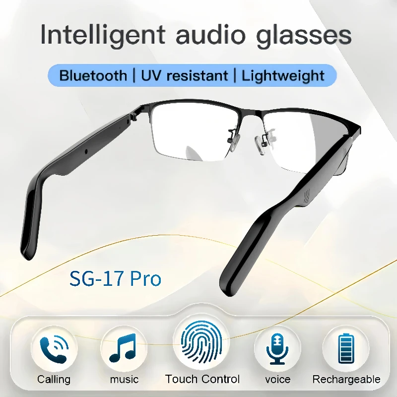 

Новые умные аудиоочки SG-17 Pro с защитой от синего света, Bluetooth-вызов, спортивные солнцезащитные очки на открытом воздухе с микрофоном, музыкальный вызов, голосовой помощник