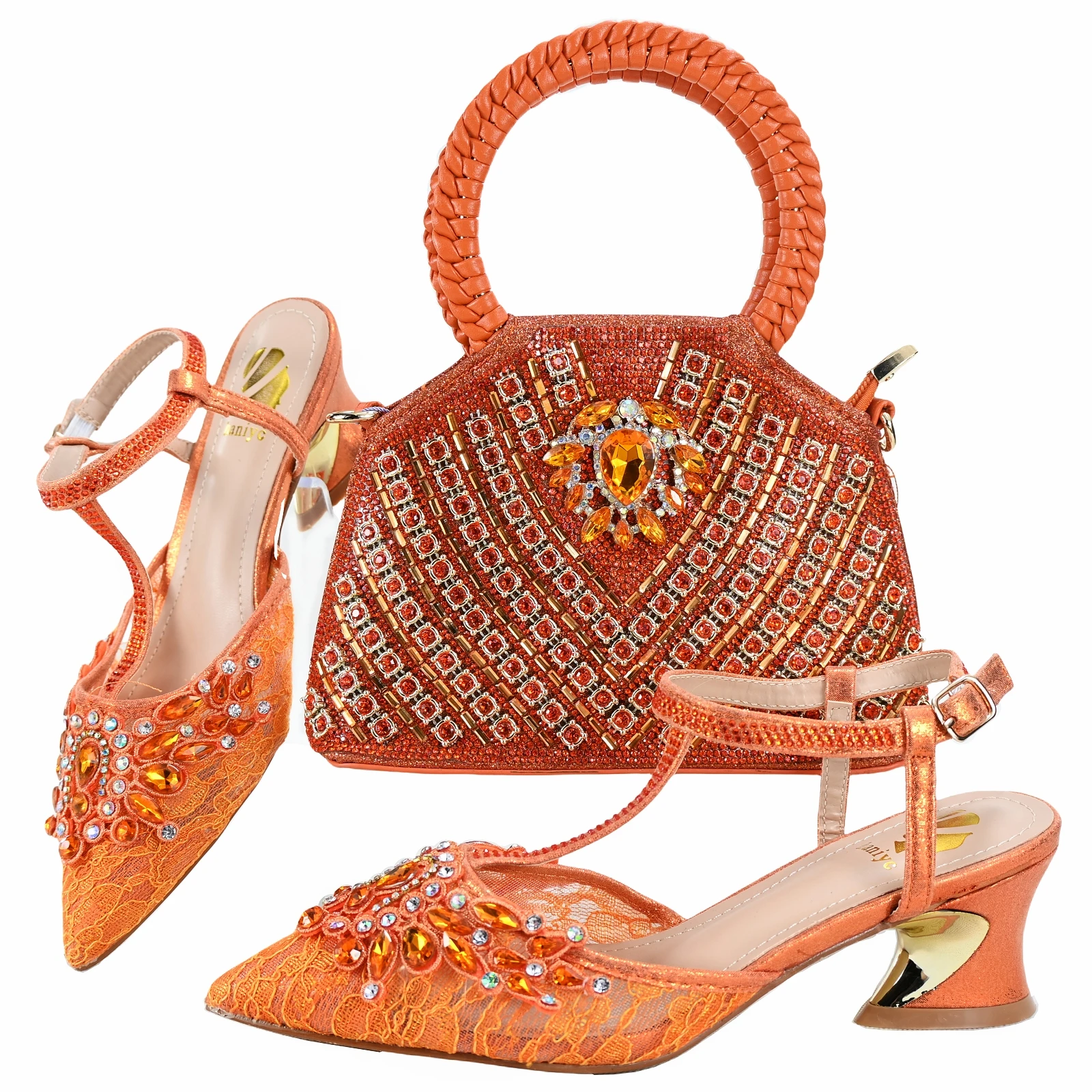 Haniye Elegant Party High Heels Nigeria Popular Design African Ladies Shoes And Bag Set